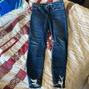 Good American good waist distressed hem skinny jeans